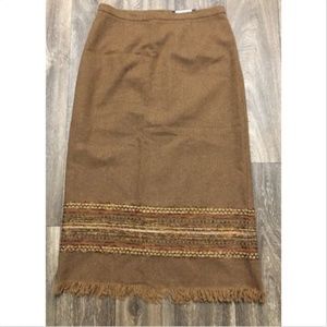 SAG HARBOR Wool Blend Full Length Skirt Fringe 14